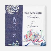 Cute Simple Mum Blue Wedding Save the Date Magnets