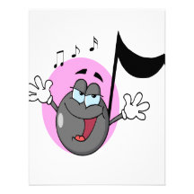 cute singing music musical note cartoon character personalised invitation