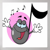 cute singing music musical note cartoon character print