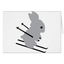 cute ski bunny  snow skiing greeting card