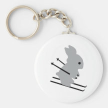 cute ski bunny  snow skiing keychains