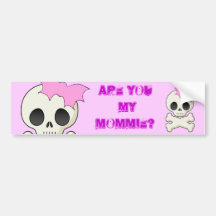 Cute Skull n Crossbones with Bat Bow Bumper Sticker