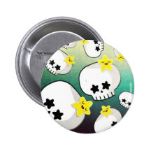 Cute Skulls And Stars Pattern Buttons