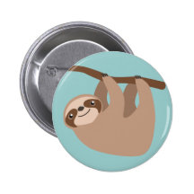 Cute Sloth on a Branch Button