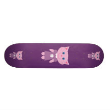 Cute Smiling Cartoon Cats Purple Skateboard