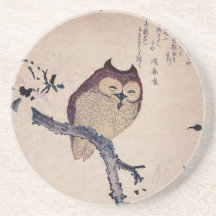 Cute Smiling Owl Japanese Print Coasters
