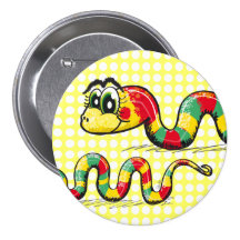 Cute Snake and Bubbles yellow button