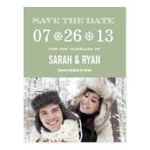 Cute Snowflake Mint Save the Date Photo Postcards