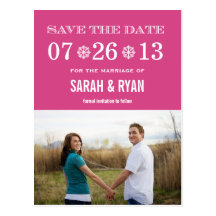 Cute Snowflake Pink Save the Date Photo Postcards