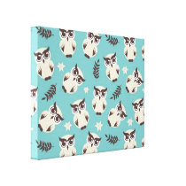 cute snowy white owls pattern canvas prints