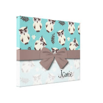 cute snowy white owls pattern canvas prints