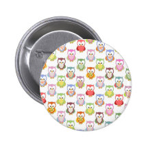 Cute soft colourful owls different chest patterns buttons