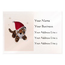 Cute Soft Toy Tiger In Santa Hat Bookmark Pearl Business Card Templates