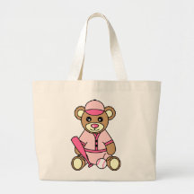 Cute Softball Girl Bear - Pink Canvas Bag