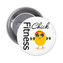 Cute Sporty Fitness Chick Pinback Buttons