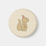 Cute Squirrel, Beige Stripe Background. Refrigerator Magnets
