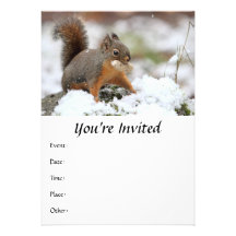 Cute Squirrel in Snow with Peanut Custom Invite