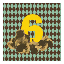 Cute Squirrel & Nuts 6th Birthday Party Invitation