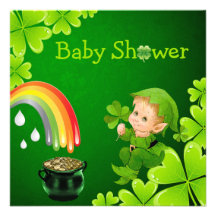 Cute St. Patrick's Day Baby Shower Personalised Announcement