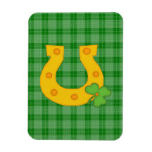 Cute St. Patrick's Day Plaid with Horse Shoe Vinyl Magnets