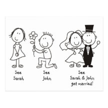 Cute Stick Figures Save the Date Postcards