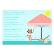Cute summertime pool party 5x7 invitation