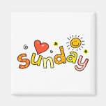Cute Sunday Week Day Greeting Text Expression Refrigerator Magnet