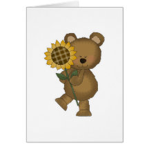 Cute Sunflower Teddy Bear Card