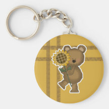 Cute Sunflower Teddy Bear Keychain