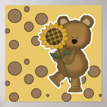 Cute Sunflower Teddy Bear Poster