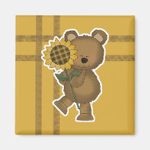 Cute Sunflower Teddy Bear Refrigerator Magnets