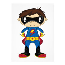 Cute Superhero Boy Custom Invitation