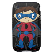 Cute Superhero Boy iPhone 3 Tough Cases