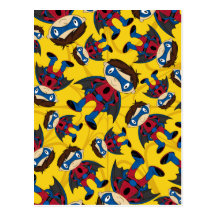 Cute Superhero Boy Pattern Postcard