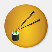 Cute Sushi Roll In Corner With Chopsticks Fridge Magnets