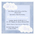 Cute Sweet Blue White Clouds Baby Shower Invite
