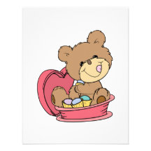 cute sweet little teddy bear eating valentine choc invites