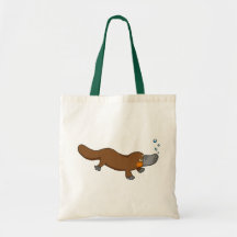 Cute swimming duck-billed platypus tote bag