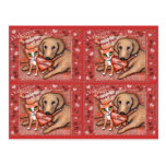 Cute Tabby Cat & Lab Dog Valentines Flat Cards Post Card