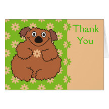 Cute Teddy Bear with Flower Thank You Cards