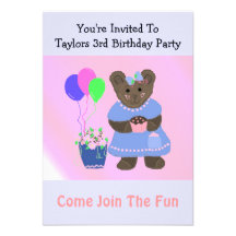 Cute Teddybear Birthday Invitation