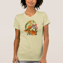 Cute Tee with damask flowers & Tropical bird