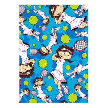 Cute Tennis Girl RSVP Card Custom Invite