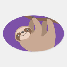 Cute Three-Toed Sloth Oval Stickers