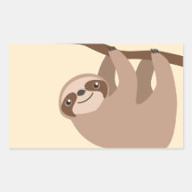 Cute Three-Toed Sloth Rectangular Sticker