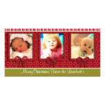 Cute Tiny Snowflakes Stripes Christmas Photo Customized Photo Card