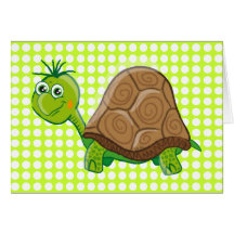 Cute Tortoise - Green Bubbles card