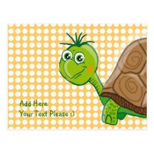 Cute Tortoise - Green Bubbles postcard