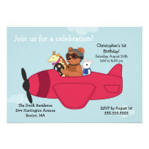 Cute Toy Plane Kid's Birthday Invitations