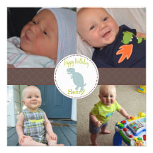 Cute TRex Square Birthday Invitation